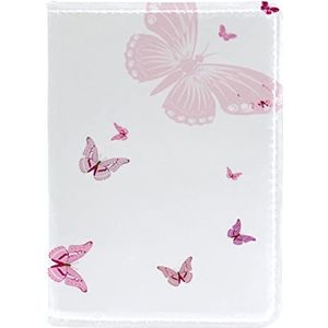 PU lederen paspoort clip portemonnee houder 4x5.5 inch voor reizigers bloemen meisje met bloem jurk paraplu vlinders roze, Meerkleurig, 10x14cm/4x5.5 in