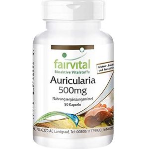 Fairvital | Auricularia 500mg - HOOG GEDOSEERD - VEGAN - 90 capsules - Judasoor - paddenstoel poeder
