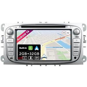 BXLIYER - Android 13 - Autoradio - 2 Din 7 Inch - Voor Ford Focus/Mondeo/S-Max/C-Max/Galaxy - MIC + Achteruitrijcamera - 2G+32G