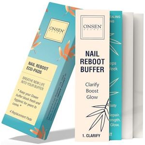 Onsen Secret reservekussen voor nagelpolijstblok, 3-voudig polijstmiddel voor een gladde en natuurlijke nagelpolijsting, met 3 zijden grof, zacht en zijdeachtig, alleen reservekussens, 4