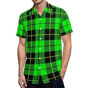 Groene geruite heren shirts met korte mouwen casual button-down tops T-shirts Hawaiiaanse strand T-shirts 5XL