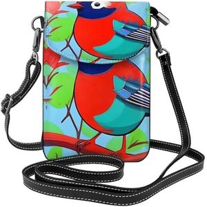 yefan Kleurrijke vogels met ritssluiting crossbody tas, &Women'S schoudertas met kaartsleuf, verwijderbare schouderriem, 19,2 x 12,5 cm., Zwart, Eén maat