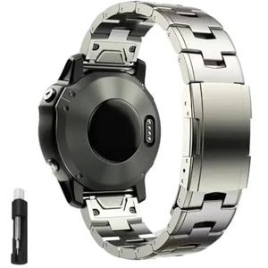 Fit for Garmin 22mm 26mm Quick Fit Titanium Metalen Horlogeband Armband geschikt for Fenix ​​7X 7 6X Pro 5X Plus/Instinct/Epix Band Polsband (Color : Titanium color, Size : 26mm)