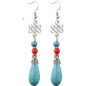 Retro turquoise oorbellen for vrouwen eenvoudige bloem drop uil oorbellen etnische stijl klassieke oorbellen (Color : E1863)