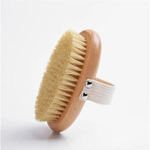 XIOKLM 100% Natuurlijke Vegan Sisal Varkenshaar Exfoliërende Borstel Bamboe Houten Handvat Douche Droog Lichaam Huid Bad Borstel Gereedschap