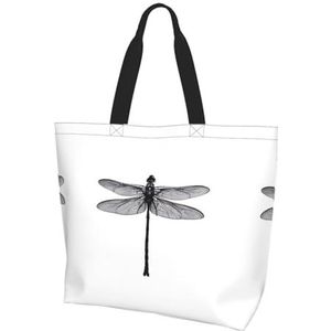 MYGANN Dragonfly Vrouwen Grote Capaciteit Schouder Waterdichte Boodschappentas Voor Dagelijkse Reizen Gift Bag, Zwart, Eén maat