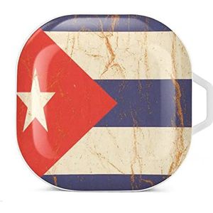 Cuba vlag op verfrommeld papieren oordopjes hoesje compatibel met Samsung harde schaal beschermhoes wit stijl
