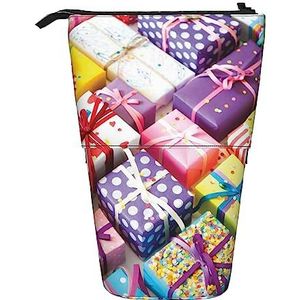 Mooie Present Potlood Case Telescopische Make-up Tas Pop Up Office Organizer Box Staande Pen Houder Cosmetica Tas Met Ritssluiting, Zwart, Eén maat