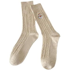 De mannen en vrouwen hebben skilaarzen sokken Dames kerstsokken tot de kuit, 3 paar, veelkleurig(Three Pairs of Beige)