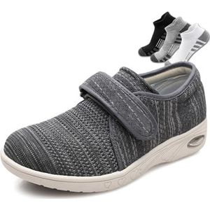 Diabetische Damesschoenen,Geschikt Voor Senioren Verstelbaar Wandelschoenen(Dark Gray,49EU)