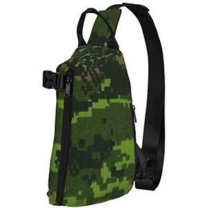 WOWBED Digitale CamouflagePrinted Crossbody Sling Bag Multifunctionele Rugzak voor Reizen Wandelen Buitensporten, Zwart, One Size