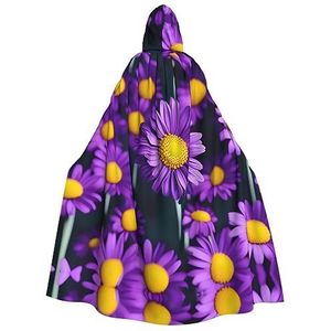 SSIMOO Paarse madeliefje bloem unisex mantel-boeiende vampiercape voor Halloween - een must-have feestkleding voor mannen en vrouwen