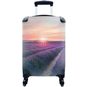 MuchoWow® Koffer - Lavendel - Paars - Bloemen - Lucht - Past binnen 55x40x20 cm en 55x35x25 cm - Handbagage - Trolley - Fotokoffer - Cabin Size - Print