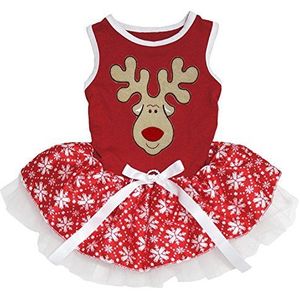 Petitebelle Puppy kleding Hond Jurk Kerst Rendier Rood Top Dots Tutu, XX-Large, Reindeer2