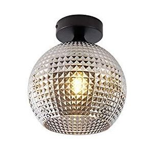QAZQA - Art Deco Art Deco plafondlamp zwart met smoke glas - Sphere | Woonkamer | Slaapkamer | Keuken - Glas Rond - E27 Geschikt voor LED - Max. 1 x 25 Watt