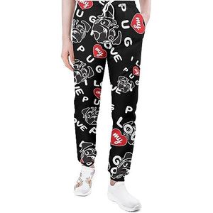 I Love My Pug Joggingbroek voor Mannen Yoga Atletische Jogger Joggingbroek Trendy Lounge Jersey Broek XL