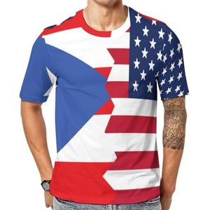 Puerto Ricaanse Amerikaanse vlag heren korte mouw grafisch T-shirt ronde hals print casual tee tops 3XL