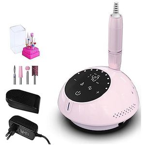 Nagelvijl elektrisch, 40000 RPM Elektrische Nagel Boor Manicure Machine for Nagels, Pedicure Met Touch Screen, Nail Art Apparatuur, Nagel Frees Set(Pink-Set)