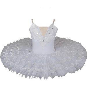 Meisjes Tutu Balletjurk Gymnastiek Leotard Dans Ballerina Kostuum Fee Zwaan Schaatsen Kinderen Danskleding Ballroom Danser Kostuum,Wit,110