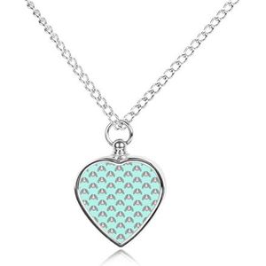 Konijn Hoofd op Blauwe Mint Hart Urn Ketting voor As Crematie Sieraden Memorial Hanger Keepsake