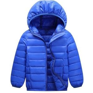 Kinderdonsjack Ultrazachte geïsoleerde jassen Kinderen Warme winterkleding Jongens Meisjes Lichtgewicht gewatteerde bovenkleding Winddichte capuchon Winterjassen Jas for jongens en meisjes(Blue,Size 1
