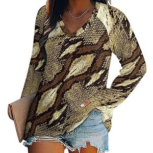 Snake Skin Streep Patroon Nieuwigheid Vrouwen Blouse Tops V-hals Tshirt Voor Legging Lange Mouw Casual Trui