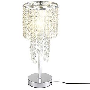 Tafellamp van kristal, elegante kristallen designparels, regendruppel van metaal, tafellamp van kristal, woonkamer, slaapkamer, nachtlampje, USregulering