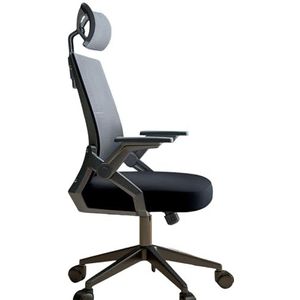 FZDZ Bureaustoel, ergonomische bureaustoel met verstelbare lendensteun, hoge rug mesh computerstoel met hoofdsteun en opklapbare armleuningen, werkstoel directiestoel voor thuiskantoor (kleur: zwart,