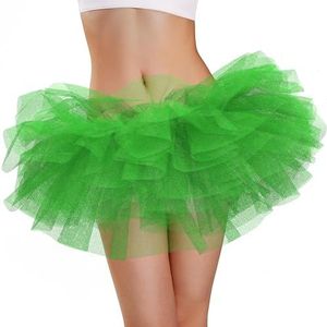 Phantomon Tutu rok dames tieners klassieke elastische 5 lagen tule balletrok jaren 50 vintage stijl korte rok volwassen maat, Groen, Eén Maat