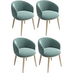 GEIRONV Moderne eetkamerstoelen set van 4, fluwelen gestoffeerde rugleuning zitting houten effect metalen poten woonkamer lounge stoel Eetstoelen (Color : Military green, Size : 42x42x75cm)