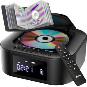 KLIM Boombox E1 met CD-doosje - CD-speler Draagbaar audiosysteem + Extra BASS met subwoofer + FM-radio, MP3 Bluetooth AUX USB + Bekabelde en draadloze modus Oplaadbare batterij + Afstandsbediening