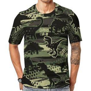 Camo Dinosaurs T-Rex Grafisch T-shirt voor heren met korte mouwen ronde hals print casual T-shirt M