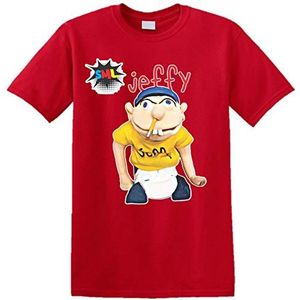 Jeffy The Puppet Heren T-shirt Grappige Kinderen Youtuber Meisjes Jongens Top SML Xmas Verjaardagscadeau, Rood, 7-8 jaar