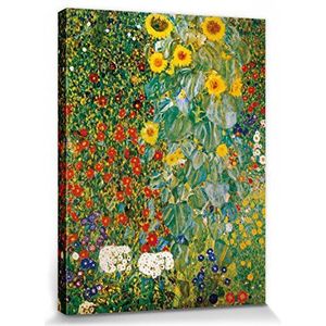 1art1 Gustav Klimt Poster Kunstdruk Op Canvas Cottage Garden With Sunflowers, 1905-06 Muurschildering Print XXL Op Brancard | Afbeelding Affiche 40x30 cm
