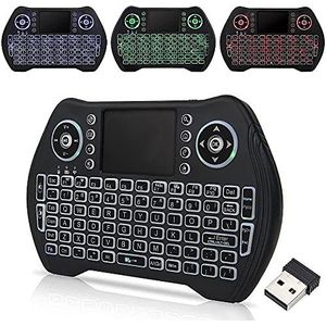 Zedo Backlit Mini draadloos toetsenbord 2.4G, Handheld afstandsbediening met Touchpad Mouse voor Android TV Box, Windows PC, HTPC, IPTV, Raspberry Pi, XBOX 360, PS3, PS4 (zwart)