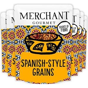 Merchant Gourmet Gekookte granen en rijst in Spaanse stijl - magnetronrijstmix - bron van vezels, vetarm en veganistisch - pak van 6 x 250 g kant-en-klare zakjes