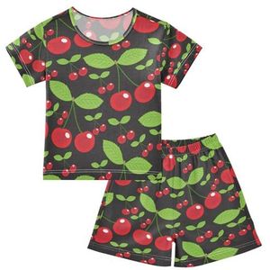 YOUJUNER Kinderpyjama set kersenfruit T-shirt met korte mouwen zomer nachtkleding pyjama lounge wear nachtkleding voor jongens meisjes kinderen, Meerkleurig, 12 jaar