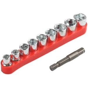 1/4 inch zeskantsleutelhuls met hoge hardheid koolstofstaal boordop adapterset DIY auto auto reparatie thuis handgereedschap(9pcs socket with rod)