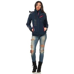 Geographical Norway REINE LADY - Softshelljas voor dames, waterdicht - outdoorjas met capuchon - winddicht - winterproof - geschikt voor outdooractiviteiten - blauw - XL