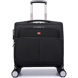 Koffer Nylon donkerzwart heren/dames telescopische trekstang reiskoffer 20 inch bagage met spinner