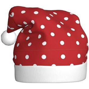 SSIMOO Grote witte stippen pluche kerstmuts voor volwassenen, feestelijke feesthoed, ideaal feestaccessoire voor bijeenkomsten
