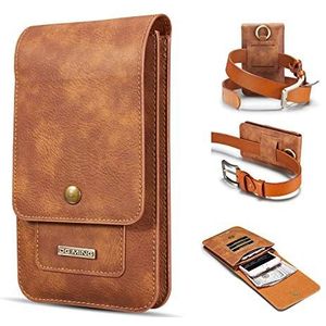 Case Cover-holster Genuine Leather Holster Pouch Compatible with iPhone SE 2020 X XS XR 11 6 7 8, Compatible with Samsung S8, S9, S10e, A10E, A20e band portemonnee Case met Clip + Card Slot, Dual Laye