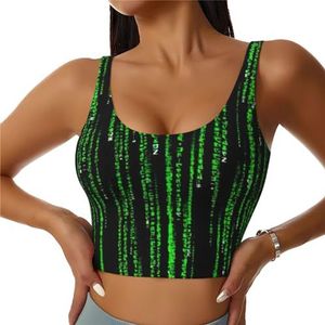 Groen Aantal Binaire Print Casual Wear Vrouwen Sport Vest Yoga Vest Workout Vest Voor Vrouwen Lichtgewicht Trendy, Zwart, S