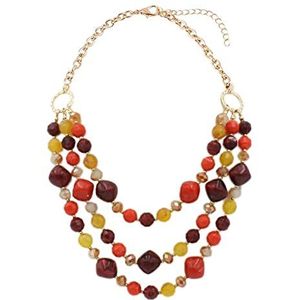 Meerlaagse Hars Chunky Chokers Voor Vrouwen, Acryl Kralen Hanger Boho Ketting Oorbel Set, Vintage Verstelbare Trui Sleutelbeen Ketting Statement Sieraden