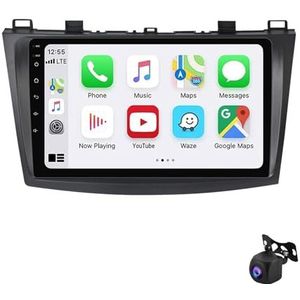 Android 12 autoradio 9"" Touchscreen Auto Stereo voor Mazda 3 2010-2013 Ingebouwde Carplay Android Auto Ondersteunt WiFi GPS Bluetooth USB Stuurbediening/Mirror Link/achteruitrijcamera(Color:XY2 4Core