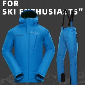 SHAIRMB Men's Ski Suit, Waterproof Snow Suits Two Piece, Snowboard Jacket and Pants Set, Outdoor Windproof Winter Warm Snowsuits, for Mountain Snowboarding,Red top,155