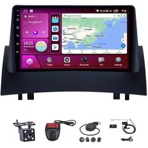 Android Autoradio Video Multimedia Speler, 9 Inch Touch Screen Radio Plug And Play Autotoebehoren Met Bluetooth En Navigatie En Achteruitrijcamera Voor Renault Megane 2 2002-2008(M400S 4G+WIFI 4G+64