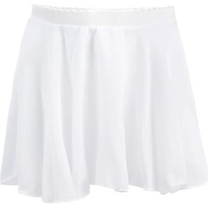 Vrouwen Chiffon Ballet Wrap korte rok， Ballet tailleband leotard chiffon rok ballet chiffon wikkelrok(White,S for 90 to 135cm)