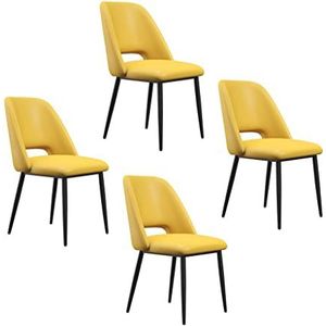 GEIRONV Zwarte benen Keuken Eetkamerstoelen Set van 4, Lounge Meeting Office Computer Chair Pu Lederen woonkamer zijstoel Eetstoelen (Color : Yellow)