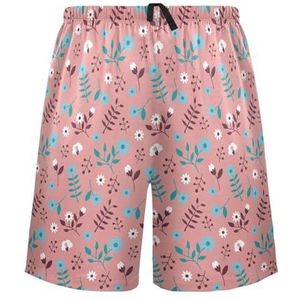 LI ZHI XIN Herenpyjamabroek, korte pyjamabroek, zomer casual shorts, elastische taille met trekkoord, rechte buis losse pasvorm met 2 zakken, S-XXL bloemenpatroon, Meerkleurig, S